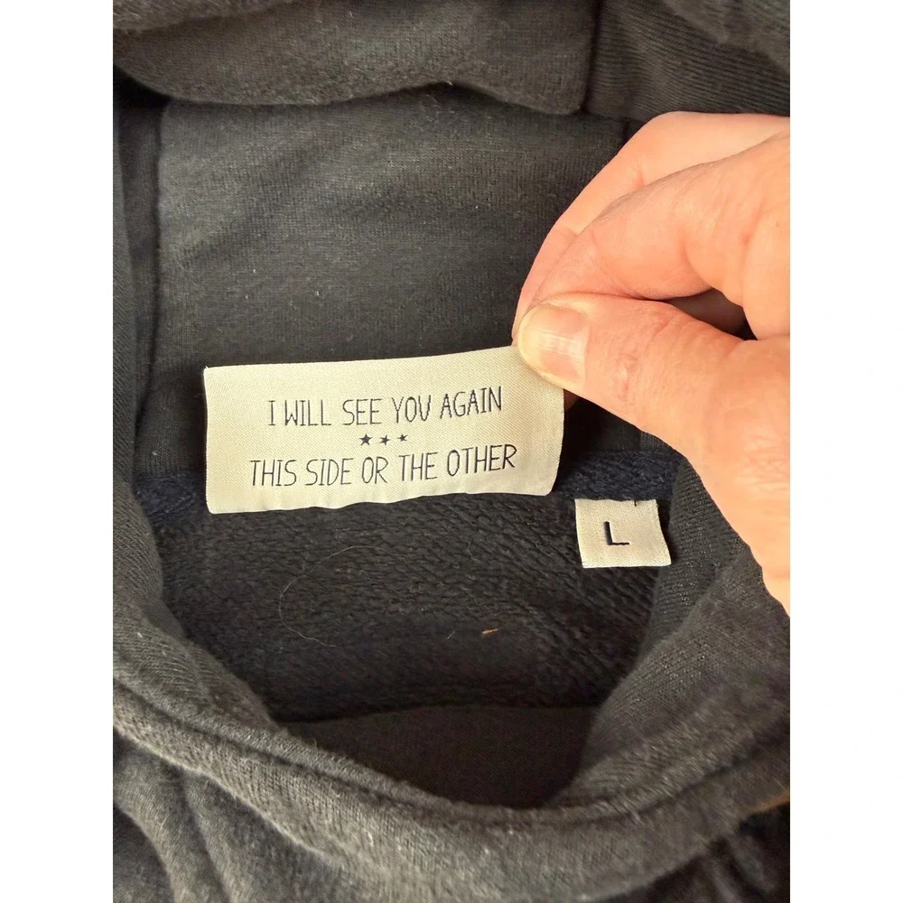 Naketano‎ Large Hoodie Cowl Neck Navy Cotton Blend Faux Leather Patch